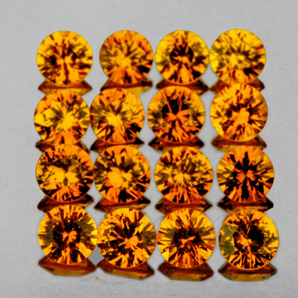 1.60 mm 40 pcs Round Extreme Brilliancy Natural Yellow Orange Sapphire [Flawless-VVS]