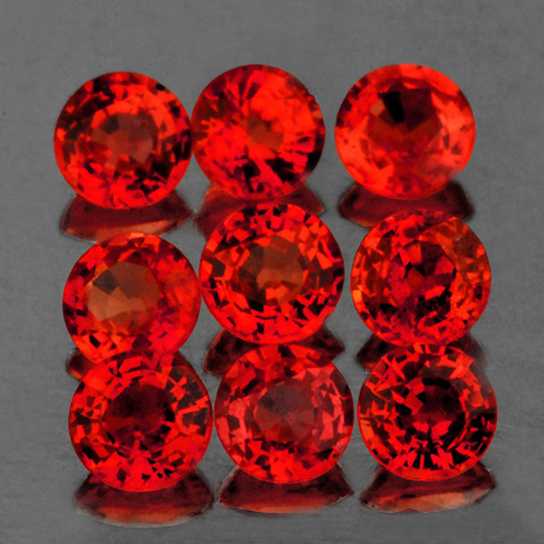 2.80 mm Round 9 pcs AAA Fire Luster Natural Orange Red Sapphire [Flawless-VVS]