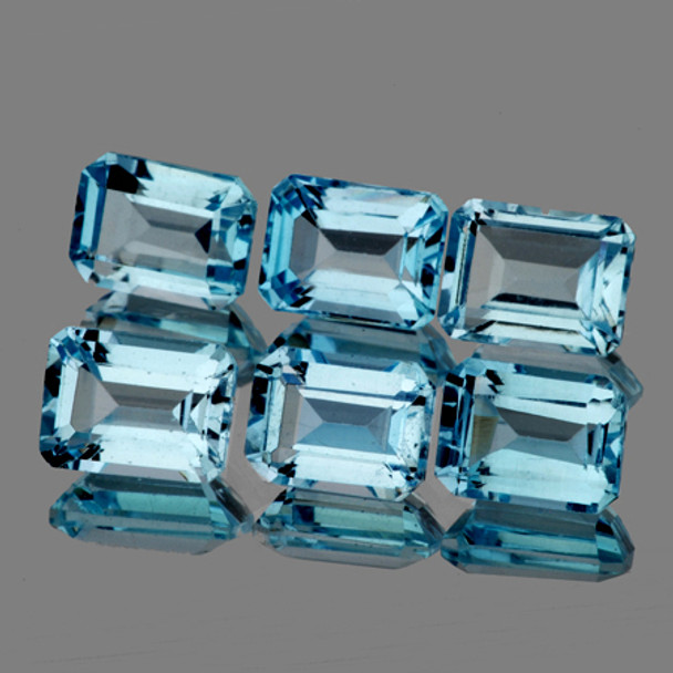 6x4 mm Octagon 6 pieces AAA Brilliant Luster Natural Sky Blue Topaz [Flawless-VVS]