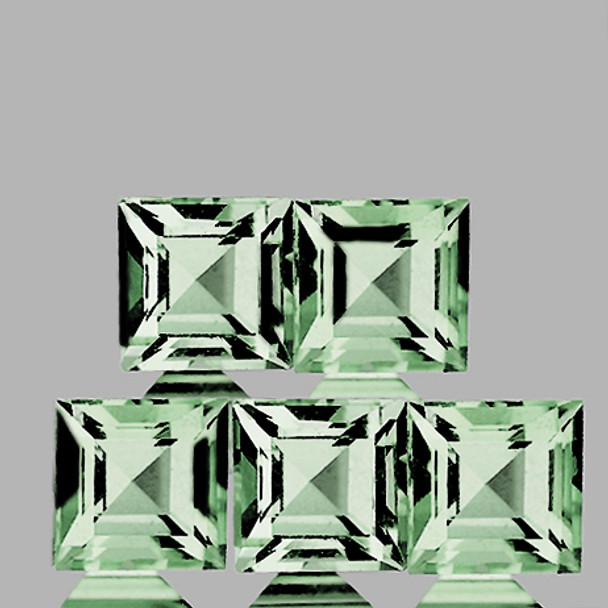 5.00 mm Square 5 pcs AAA Luster Natural Sparkling Green Amethyst 'Prasiolite' [Flawless-VVS]