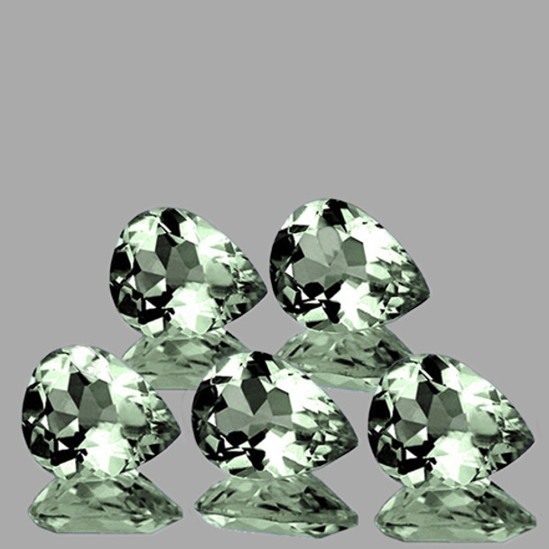 8x6 mm Pear 5 pieces AAA Luster Natural Sparkling Green Amethyst 'Prasiolite' [Flawless-VVS]