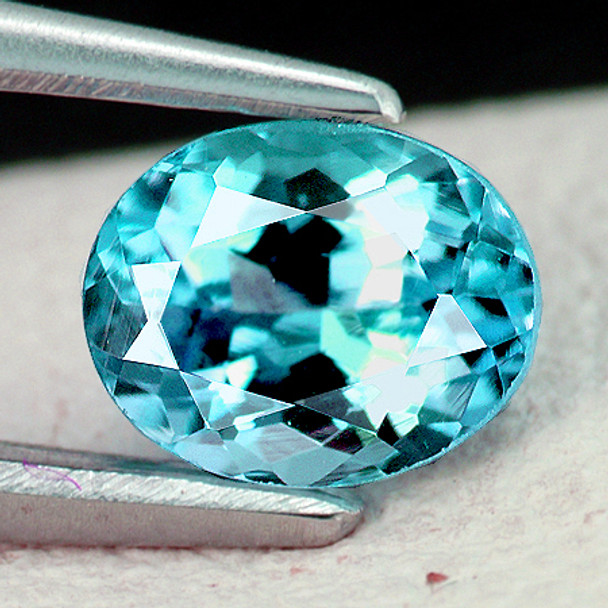 8x7 mm Oval 2.00cts AAA Luster Natural Intense Blue Zircon [VVS-VS]