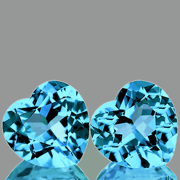 7.00 mm Heart 2 pieces AAA Luster Natural Intense Sky Blue Topaz [Flawless-VVS]