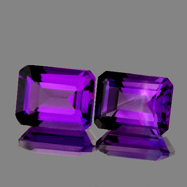 8x6 mm Octagon 2 Pieces AAA Luster Natural Intense Purple Amethyst [Flawless-VVS]