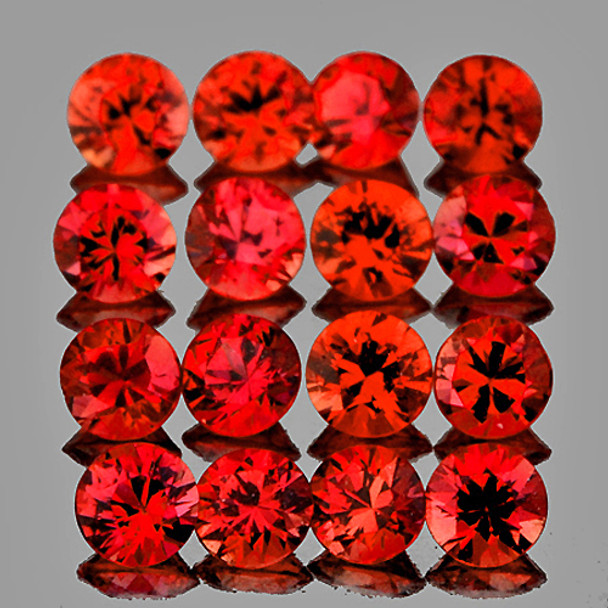 1.30 mm 65pcs Round Extreme Brilliancy Natural AAA Orange Red Sapphire [Flawless-VVS]