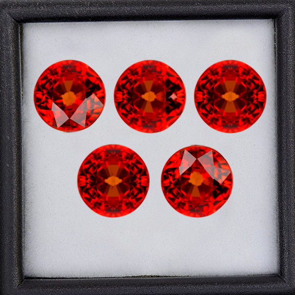 3.30 mm Round 5 pcs AAA Fire Luster Natural Intense Orange Red Sapphire [Flawless-VVS]