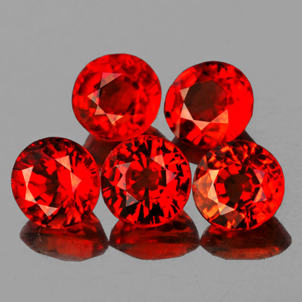 3.20 mm Round 5 pcs AAA Fire Luster Natural Intense Orange Red Sapphire [Flawless-VVS]