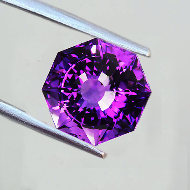 16.50 mm Octagon Fancy 16.65cts AAA Luster Natural Intense Purple Amethyst [Flawless-VVS]