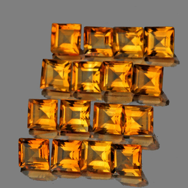 2.00 mm Square 50 pieces AAA Luster Natural Golden Orange Citrine [Flawless-VVS]