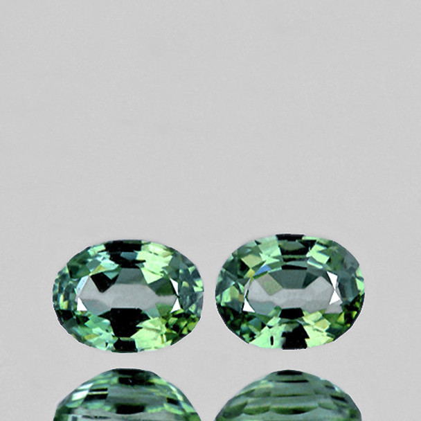 5x4 mm Oval 2 pcs AAA Luster Natural Madagascar Green Sapphire [Flawless-VVS]