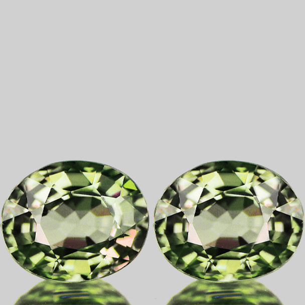 5x4 mm Oval 2 pcs AAA Luster Natural Madagascar Yellow Green Sapphire [Flawless-VVS]