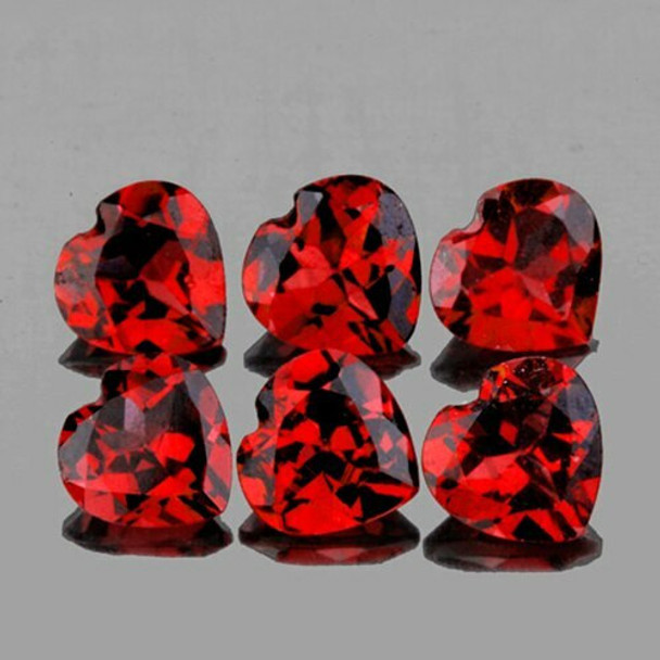 5.00 mm Heart 6 pcs Natural Sparkling Red Mozambique Garnet [Flawless-VVS]