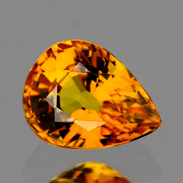 8x5.5 mm Pear 1.45ct Fire Luster Natural Intense Orangy Yellow Sapphire [Flawless-VVS]-AAA Grade