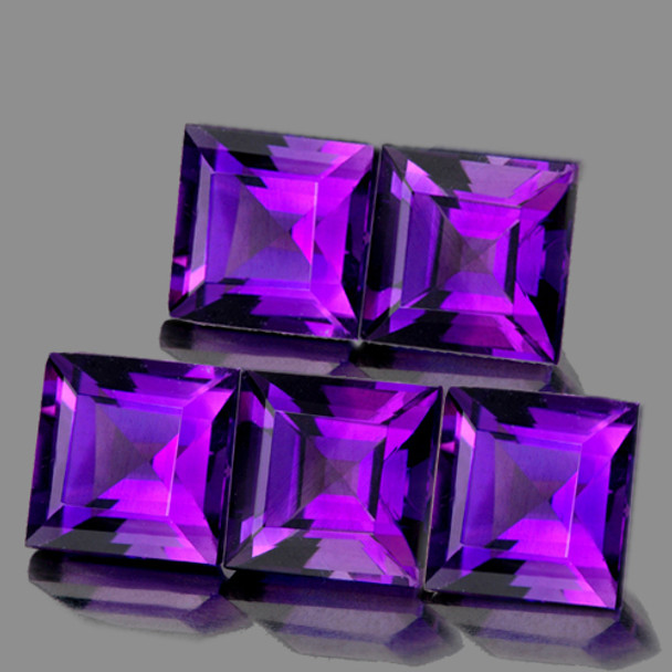 5.00 mm Square 5 pcs AAA Luster Natural Intense Purple Amethyst [Flawless-VVS]