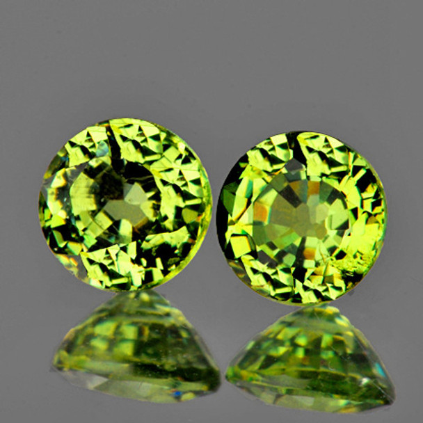 4.00 mm Round 2 pcs Rainbow Sparkles Natural Lime Green Demantoid Garnet [VVS]-Top Grade