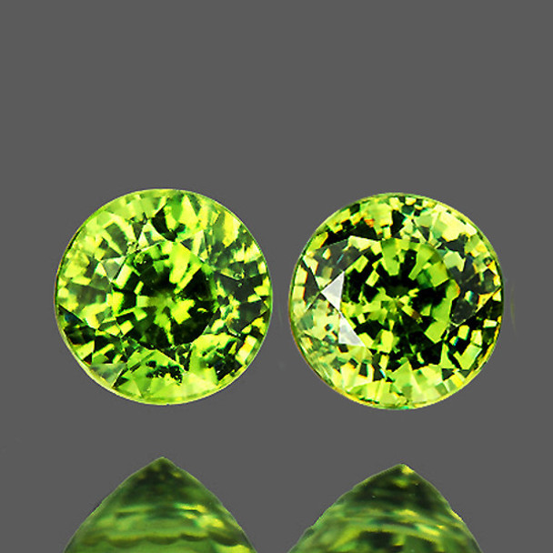 3.50 mm Round 2pcs Rainbow Sparkles Natural Golden Green Demantoid Garnet [VVS]-Top Grade