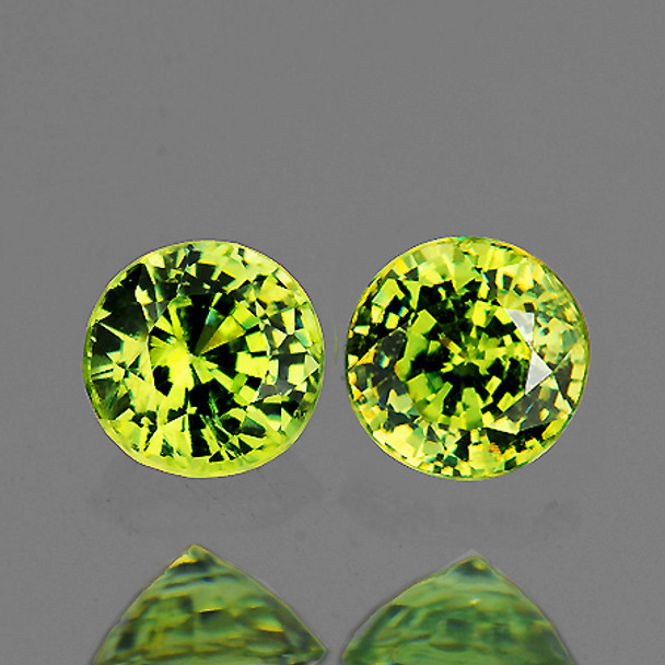 3.80 mm Round 2 pcs Rainbow Sparkles Natural Golden Green Demantoid Garnet [VVS]-Top Grade