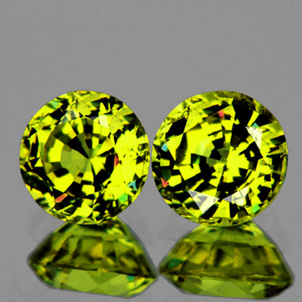 3.30 mm Round 2pcs Rainbow Sparkles Natural Golden Green Demantoid Garnet [VVS]-Top Grade