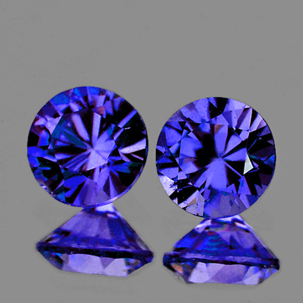 3.20 mm Round Machine cut 2pcs Natural AAA Intense Violet Blue Sapphire [Flawless-VVS]