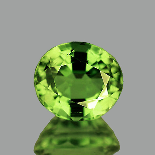 7x6 mm Oval 1.26cts Sparkling Luster Natural Brilliant Apple Green Tourmaline [Flawless-VVS]