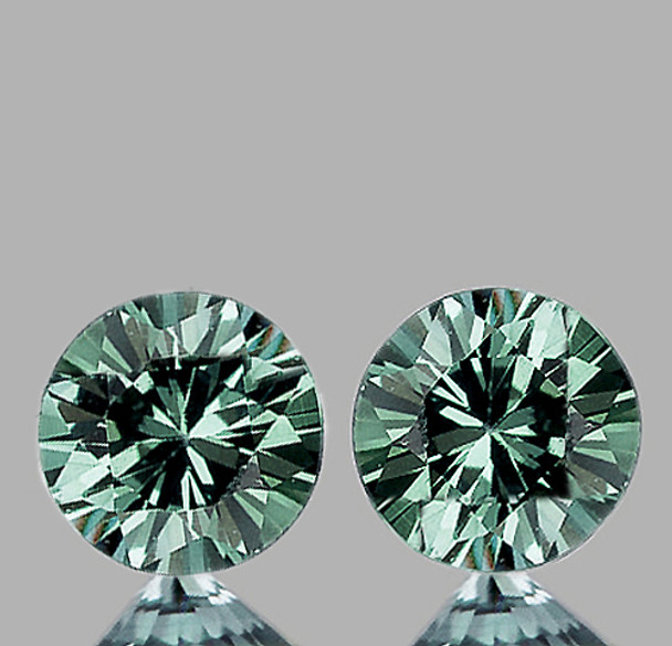 4.00 mm Round 2 pcs Top Luster Natural Unheated Blue Green Sapphire [Flawless-VVS]
