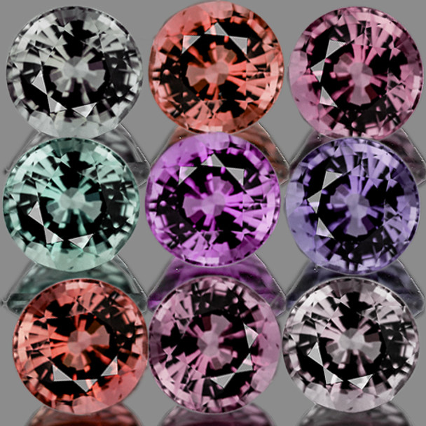 2.80 mm Round Machine Cut 9 pieces AAA Fire Luster Natural Multi-Color Mogok Spinel [Flawless-VVS]