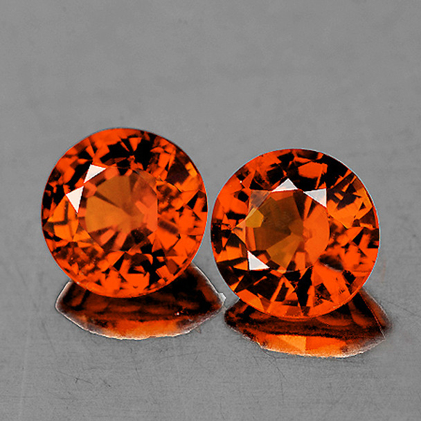 4.30 mm Round Step 2 pieces AAA Luster Natural Orange Sapphire [Flawless-VVS]-AAA Grade