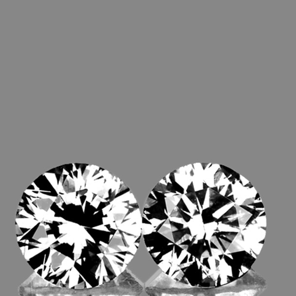 7.20 mm Round 2 pcs AAA Fire Natural Diamond White Zircon [Flawless-VVS]-AAA Grade