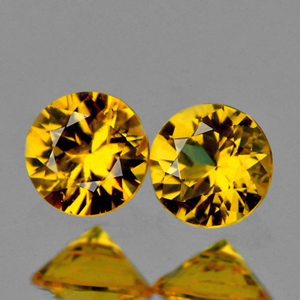 3.80 mm Round 2pcs AAA Fire Luster Natural Yellow Sapphire [Flawless-VVS]-AAA Grade