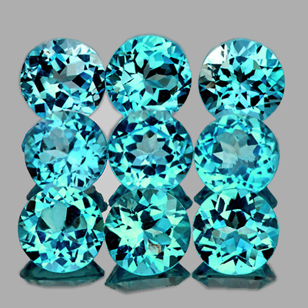 3.00 mm Round 9 pcs Brilliant Luster Natural Intense Blue Apatite [Flawless-VVS]