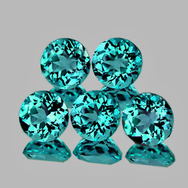 4.50 mm Round 5pcs Brilliant Luster Natural Intense Blue Apatite [Flawless-VVS]