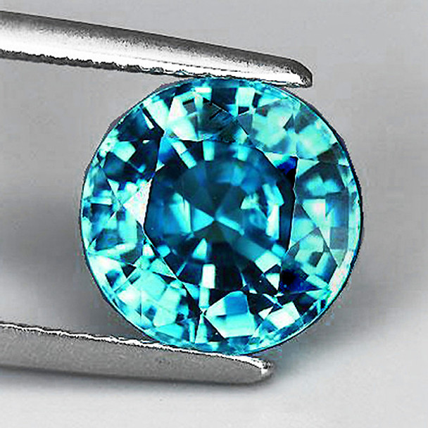 5.50 mm Round 1 piece AAA Outstanding Fire Luster Natural Intense Seafoam Blue Zircon [Flawless-VVS]