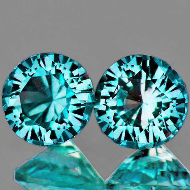 5.50 mm Round 2 pieces AAA Fire Luster Natural Top Seafoam Blue Zircon [Flawless-VVS]