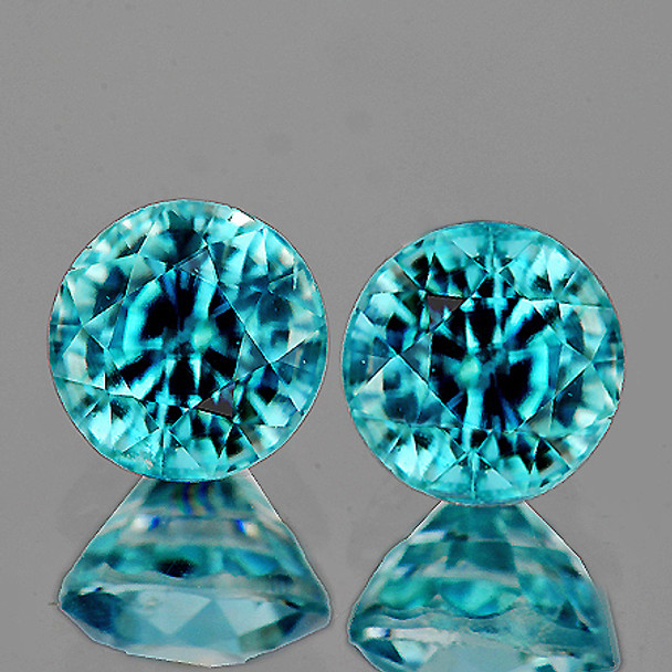 4.30 mm Round 2 pcs AAA Fire Luster Natural Top Intense Seafoam Blue Zircon [Flawless-VVS]-AAA Color