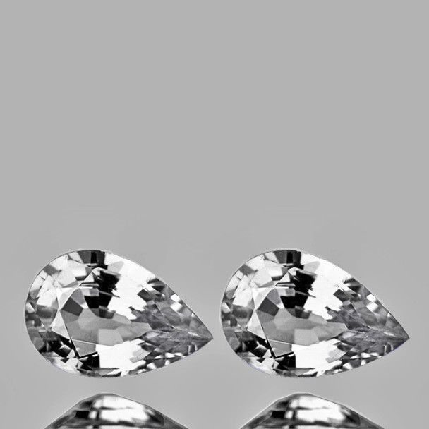5x3 mm Pear 2 pieces AAA Fire Luster Natural Brilliant White Sapphire  [Flawless-VVS]