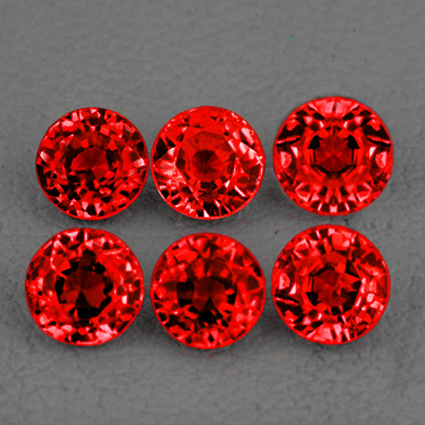 3.00 mm Round 6 pcs AAA Luster Natural Orange Red Sapphire [Flawless-VVS]