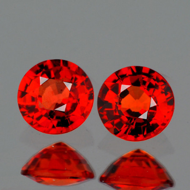 3.50 mm Round 2 pcs AAA Luster Natural Orange Red Sapphire [Flawless-VVS]