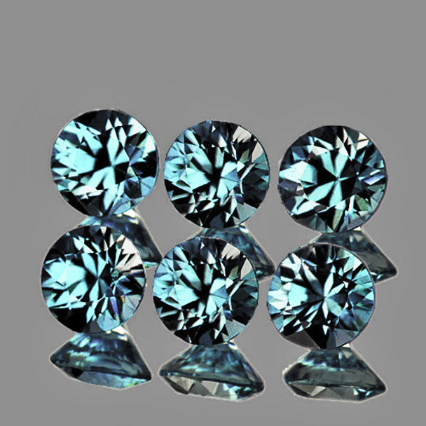 3.20 mm Round Machine Cut 6pcs Natural Unheated Green Blue Sapphire [Flawless-VVS]-AAA Grade