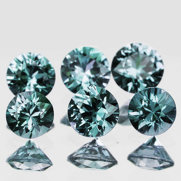 3.30 mm Round Machine Cut 6pcs Natural Unheated Green Blue Sapphire [Flawless-VVS]-AAA Grade