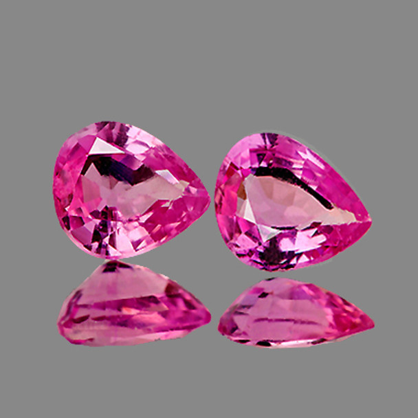 4x3 mm Pear 2pcs AAA Fire Luster Natural Intense Pink Sapphire [Flawless-VVS]