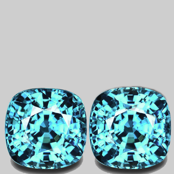 4.00 mm Cushion 2 pieces AAA Fire Luster Natural Top Seafoam Blue Zircon [Flawless-VVS]