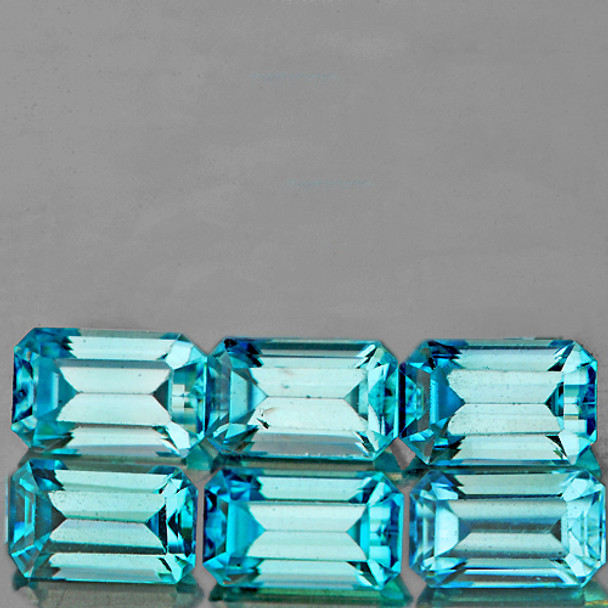 5x3 mm Octagon 6 pieces AAA Fire Luster Natural Top Seafoam Blue Zircon [Flawless-VVS]