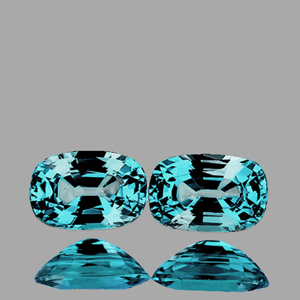 6x4 mm Cushion 2 pieces AAA Fire Luster Natural Top Seafoam Blue Zircon [Flawless-VVS]