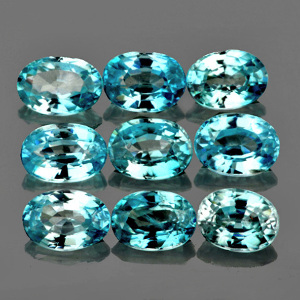 4x3 mm Oval 9 pieces Fire Luster Natural Seafoam Blue Zircon [Flawless-VVS]