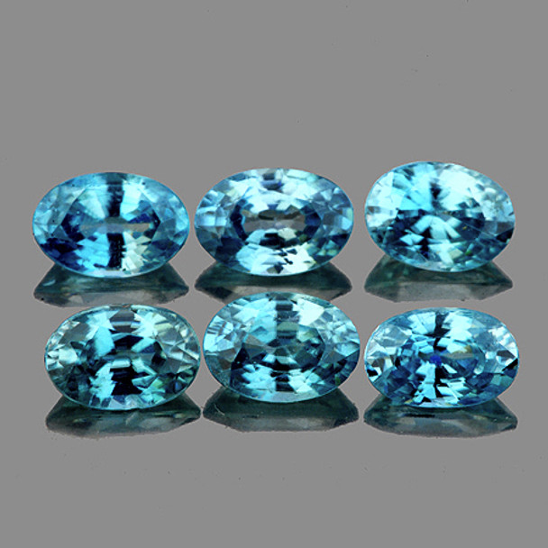 5x3.5 mm Oval 6 pieces Fire Luster Natural Seafoam Blue Zircon [Flawless-VVS]