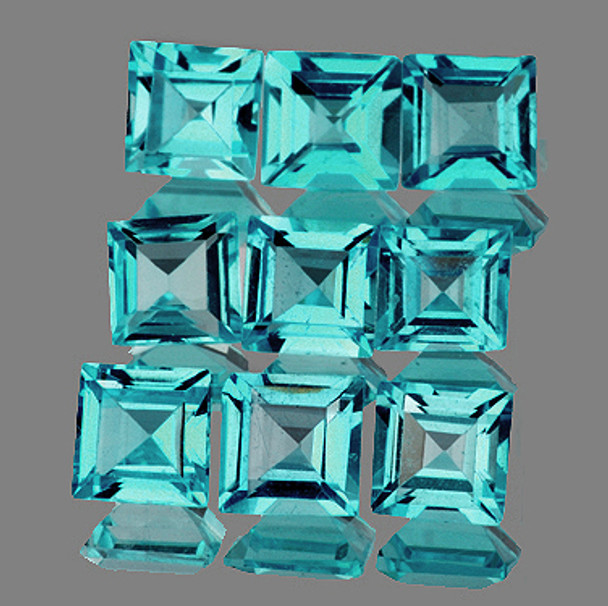 2.8 mm Square 9 pieces Fire Luster Natural Seafoam Blue Zircon [Flawless-VVS]