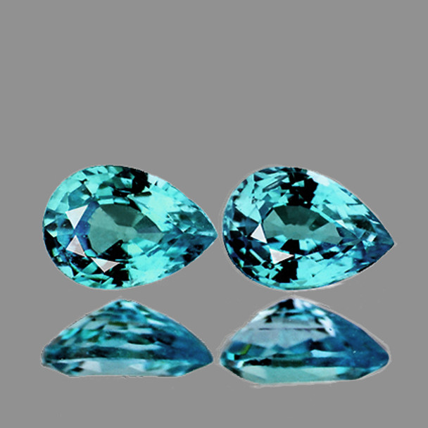 6x4 mm Pear 2 pieces AAA Fire Luster Natural Top Seafoam Blue Zircon [Flawless-VVS]