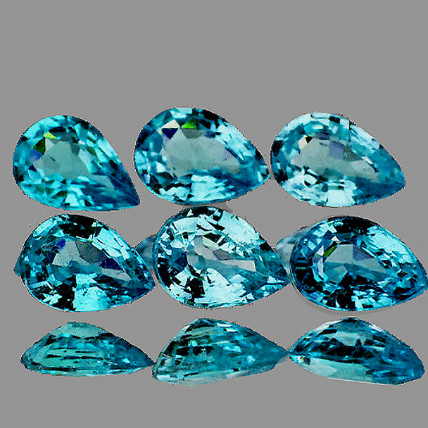 5x3 mm Pear 6 pieces Fire Luster Natural Seafoam Blue Zircon [Flawless-VVS]