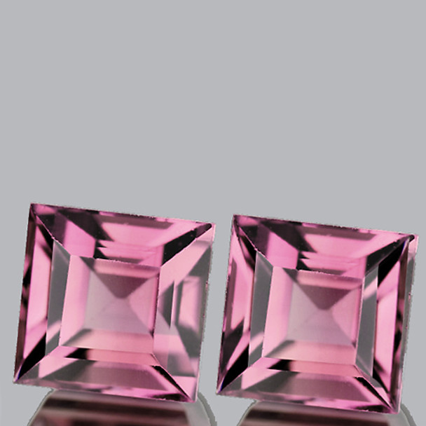 4.00 mm Square 2pcs AAA Luster Natural Sweet Pink Tourmaline [Flawless-VVS]