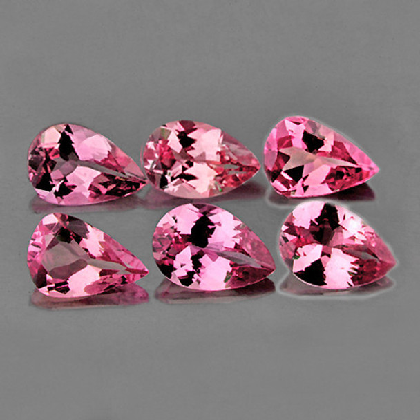 5x3 mm Pear 6pcs AAA Fire Luster Natural Padparadscha Pink Tourmaline [Flawless-VVS]